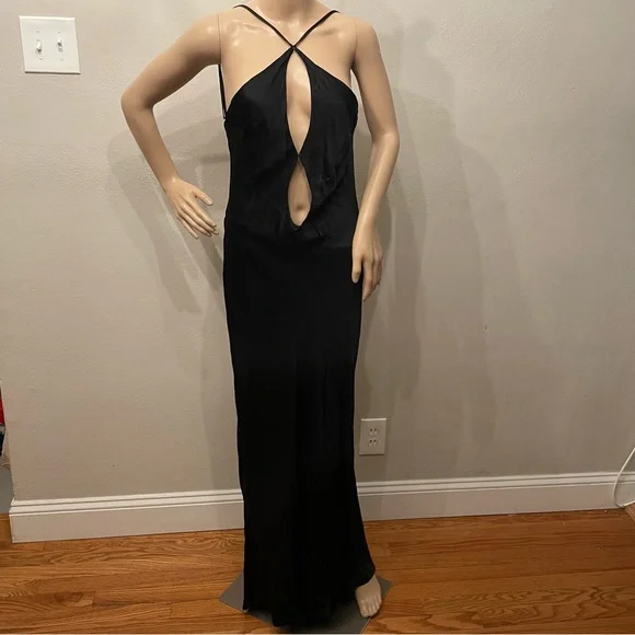 Meshki | Dresses | Meshki Lucia Satin Cut Out Maxi Dress Black | Poshmark